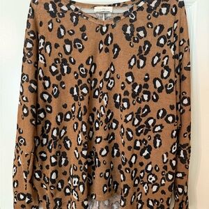 Leopard Print Crew Neck Sweater
